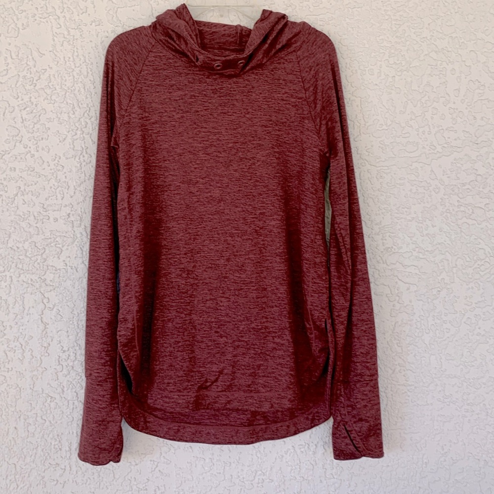 ATHLETA burgundy color sporty hoodie/athletic long sleeves top size XS
